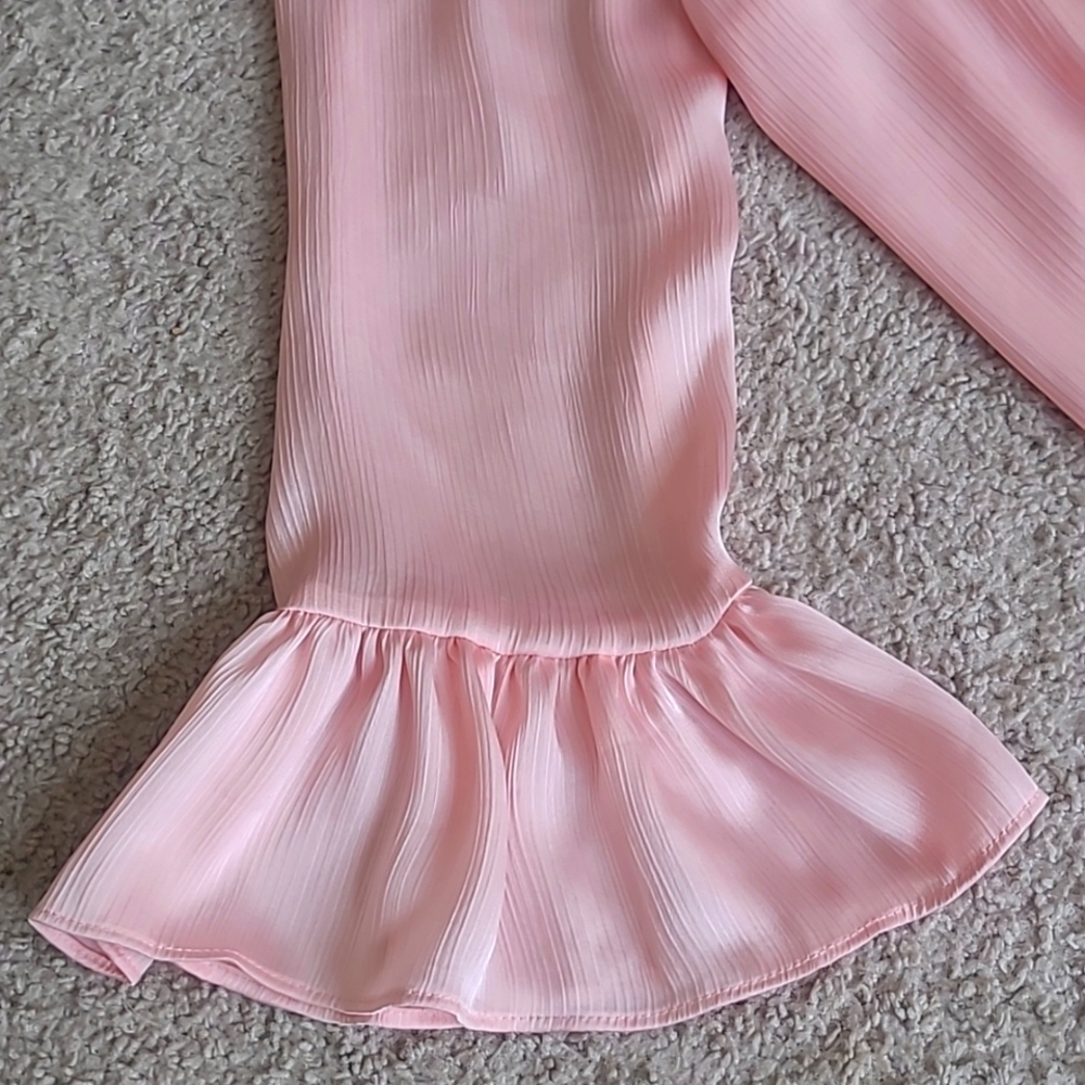 CeCe Pink Mock Neck Ruffle Sleeve Blouse NWT Romantic Work Top Small - Picture 10 of 14